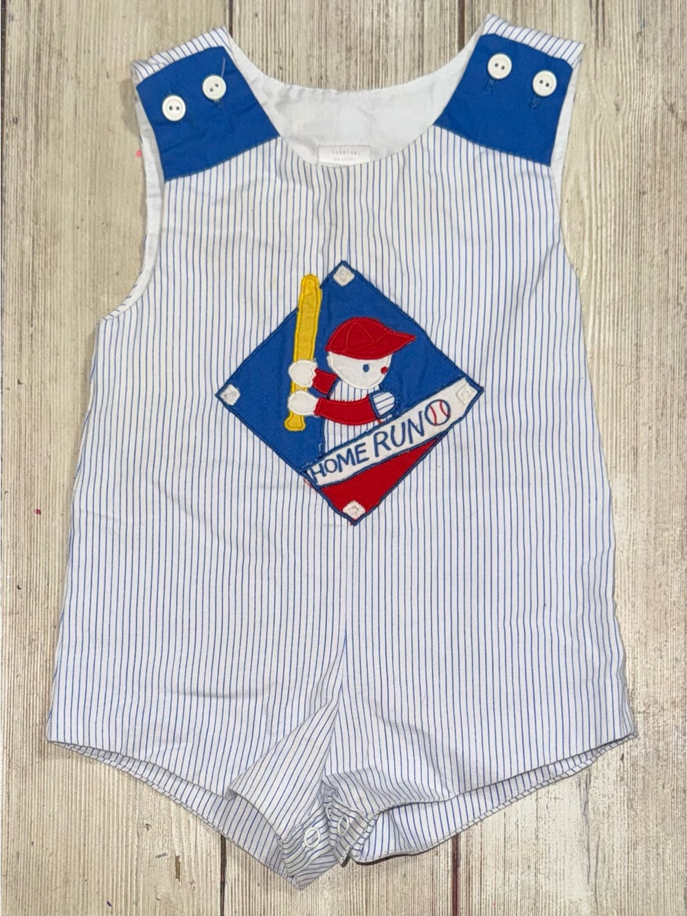 Vintage Homerun Baseball ⚾️ shortall romper 18m 16” sts baby boy